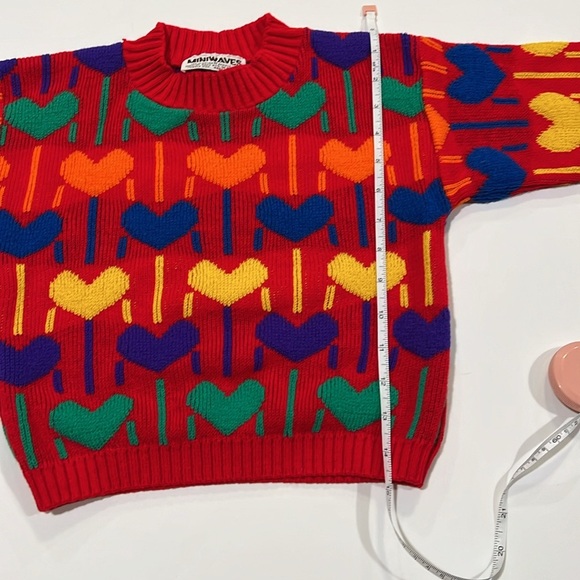 Miniwaves - orlon acrylic heart sweater, rainbow, vintage - Picture 6 of 6